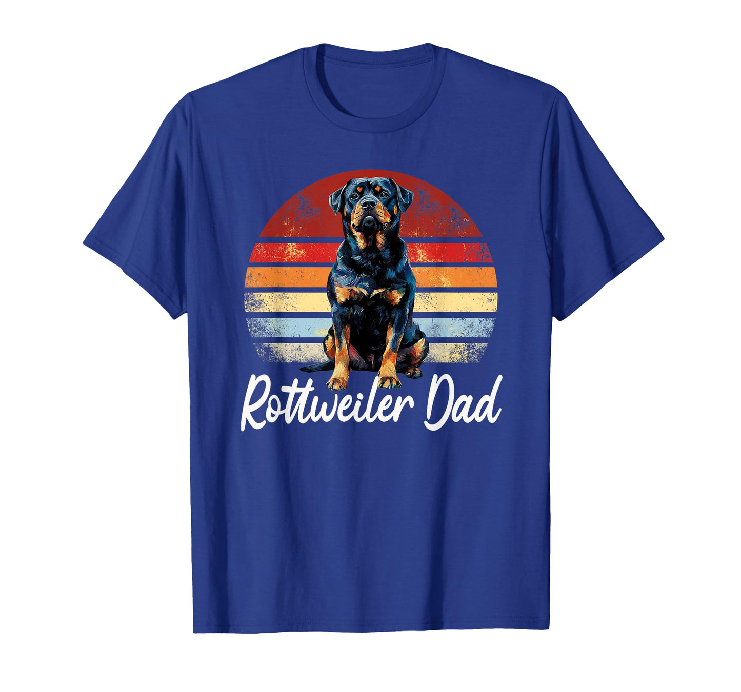 Mens Vintage Retro Sunset Dog Dad Rottweiler Fathers Day T-Shirt