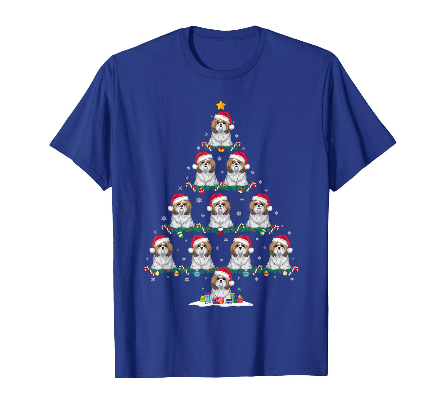 Shih Tzu Dog Christmas Tree Pajama Men Women Kids Ugly Xmas T-Shirt