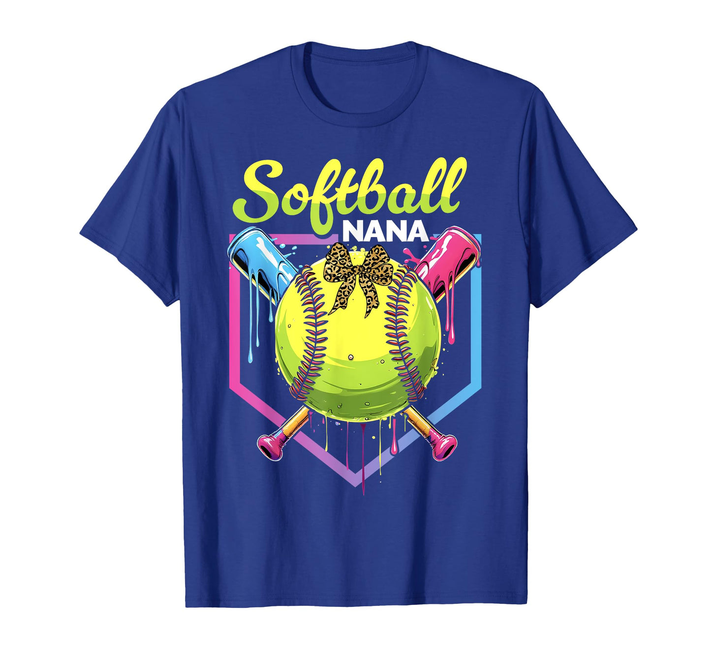 Softball Drip Nana Ice Cream Softball Bow Mother's Day T-Shirt