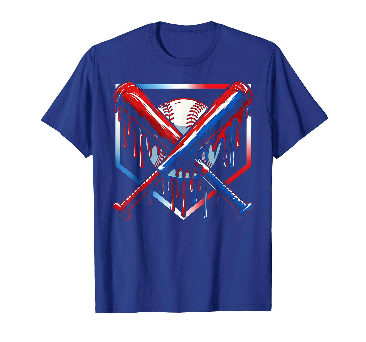 Baseball Ice Cream Drip Youth 4th Of July Red White And Blue T-Shirt