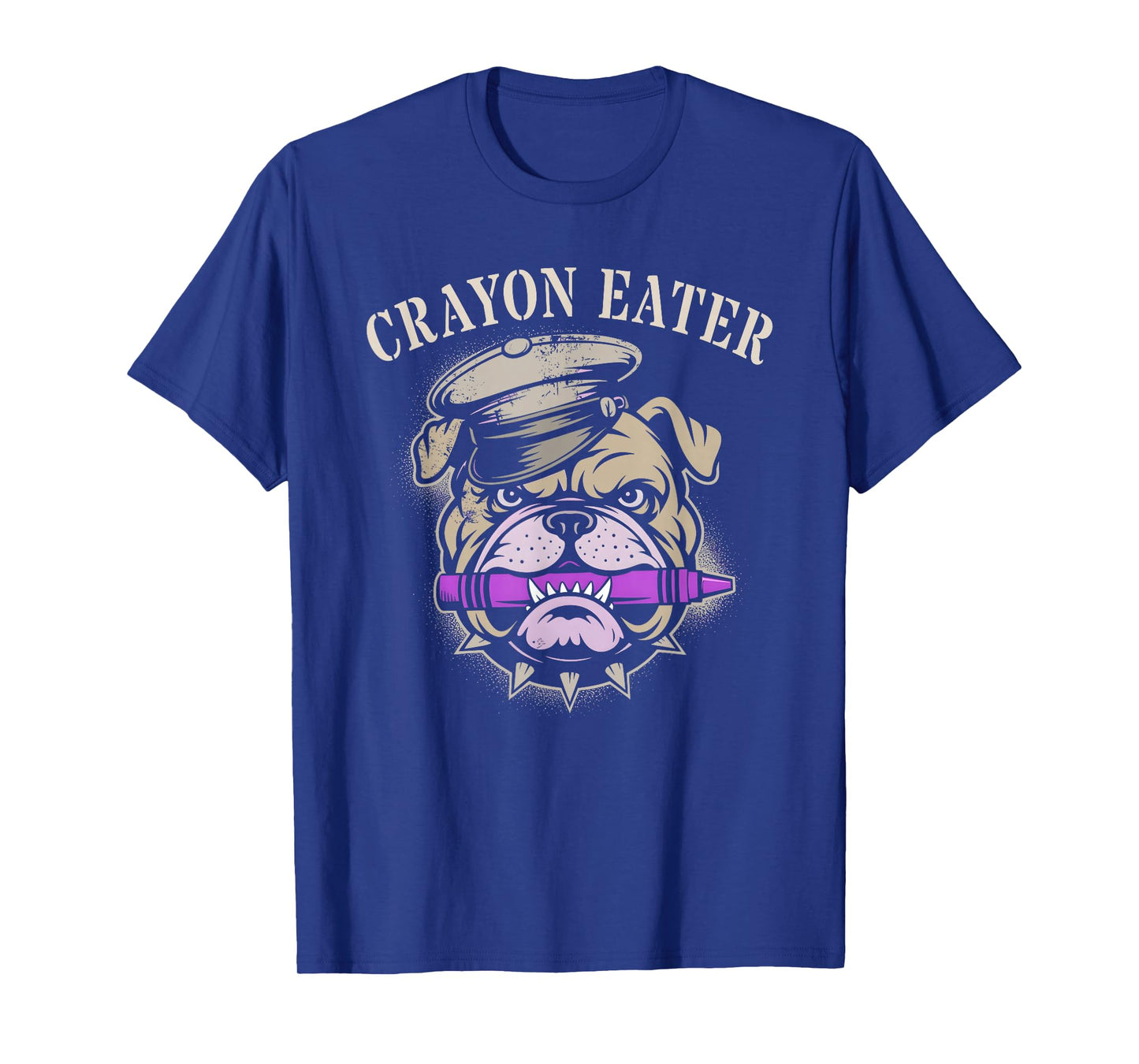 Funny Crayon Eater Bulldog Grumpy Old Veterans Military Joke T-Shirt