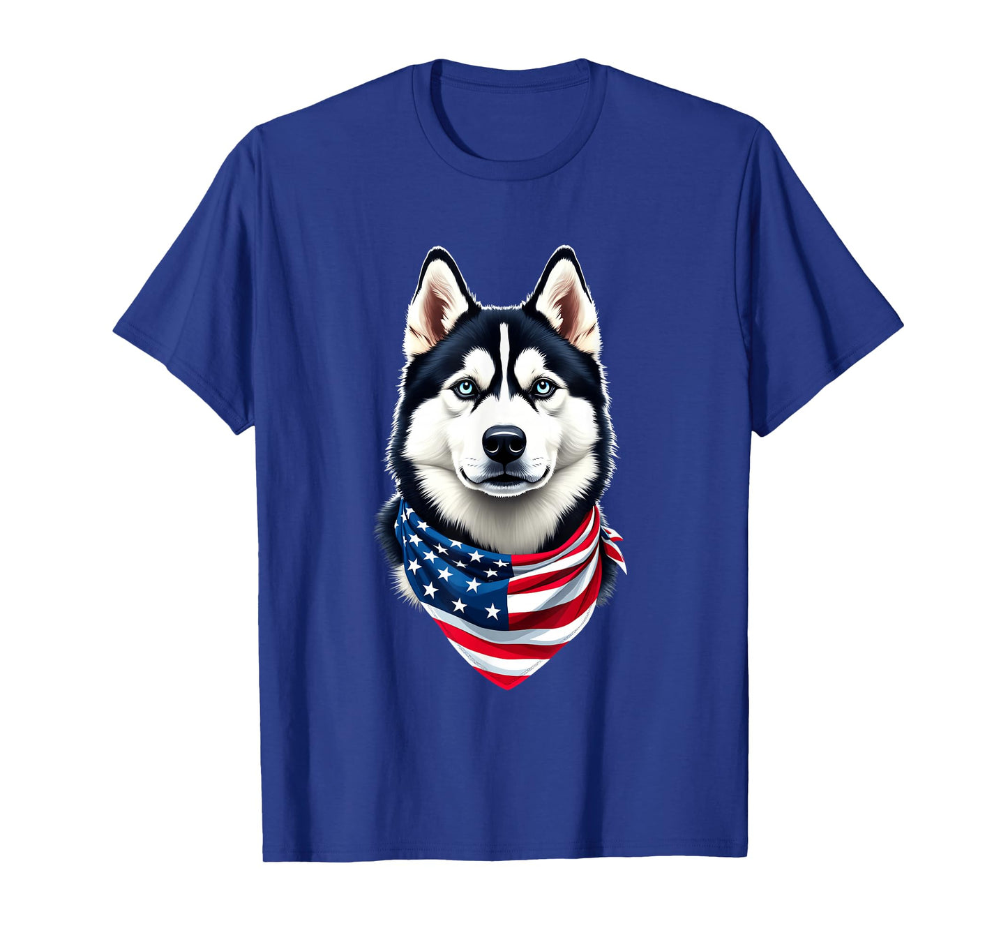 Siberian Husky Dog American Flag 4th Of July Husky Lover T-Shirt