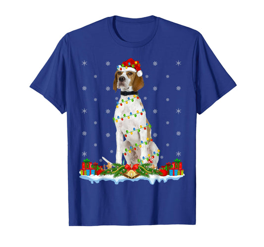 English Pointer Dog Xmas Lighting English Pointer Christmas T-Shirt for Men Women Kids