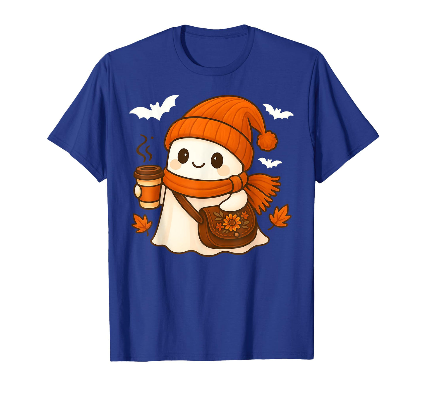 Cute Ghost Coffee Lover Halloween Latte Coffee Women Girl T-Shirt