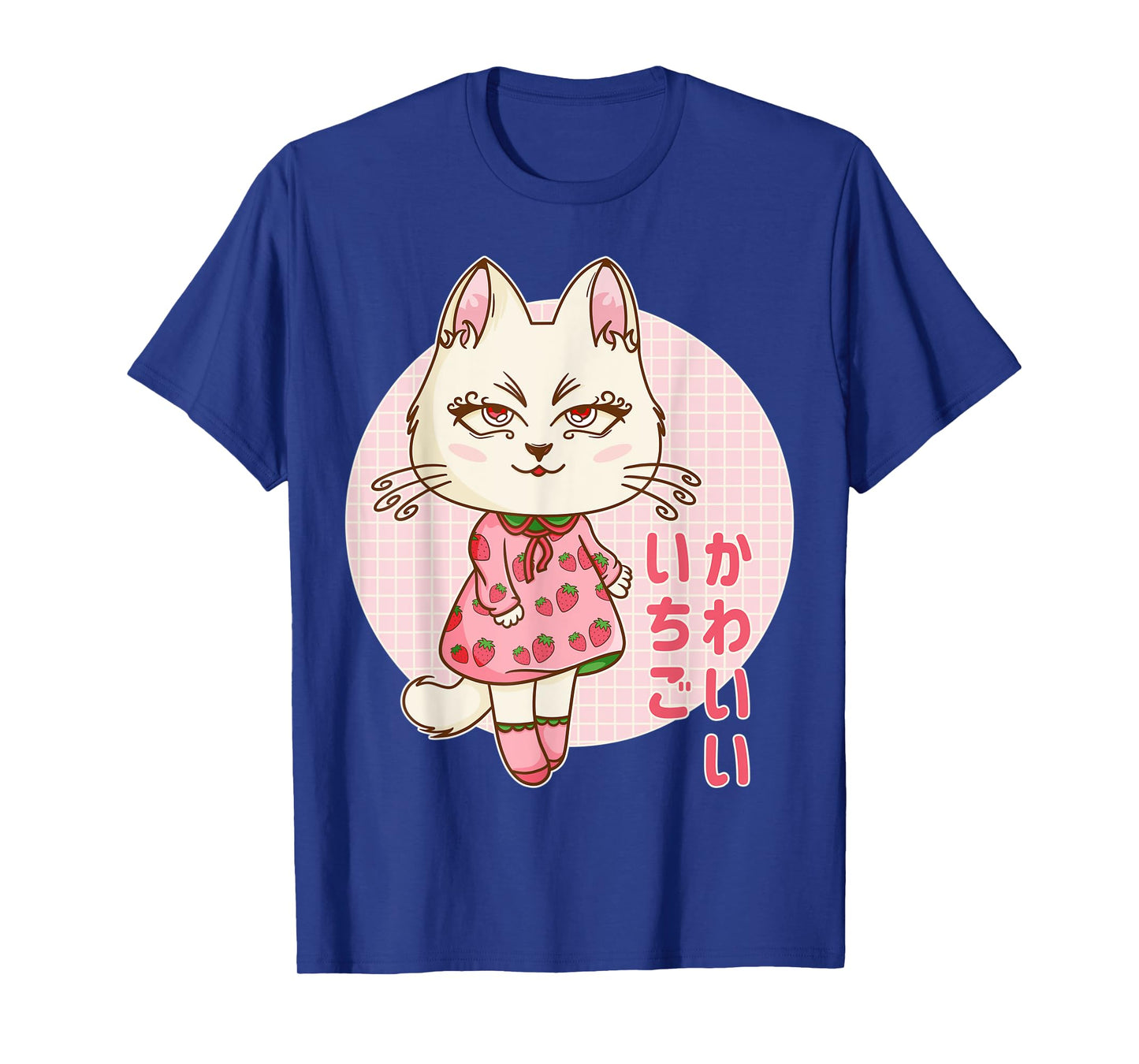 Retro 90s Japanese Kawaii Strawberry Pink Pastel Chibi Cat Men Women Kids T-Shirt