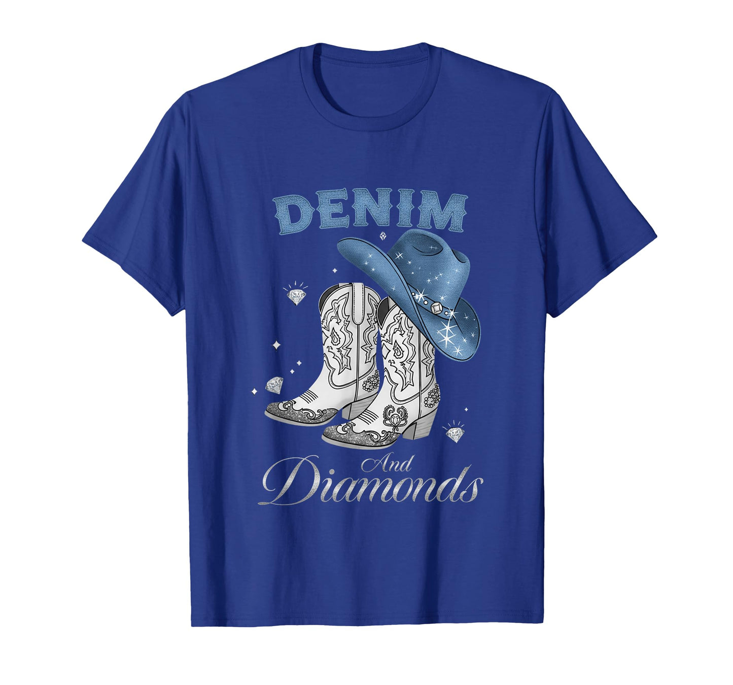 Denim & Diamonds Black Tee Western Cowgirl Boots T-Shirt