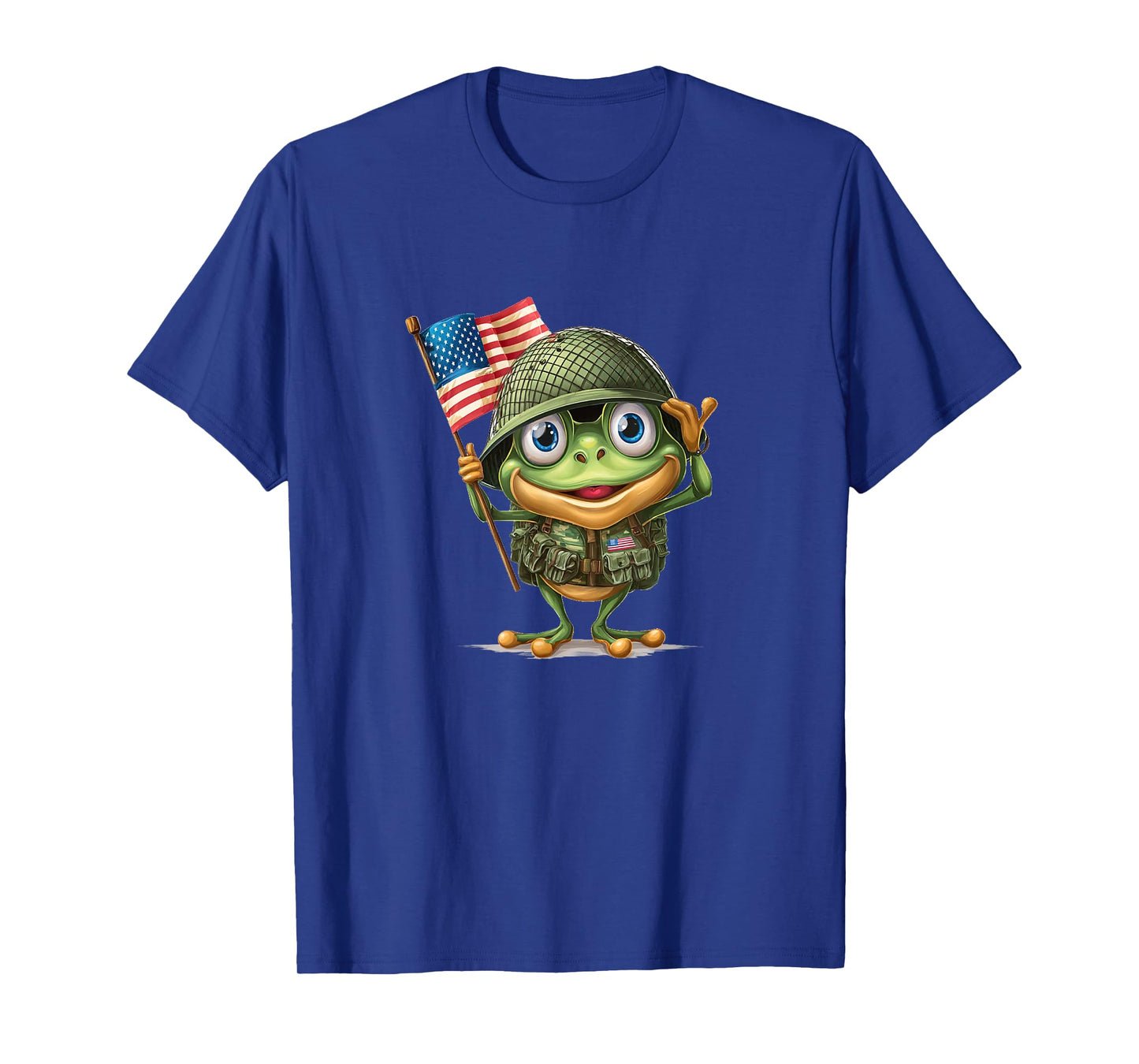 Saluting Frog with US Flag for Military Lovers T-Shirt