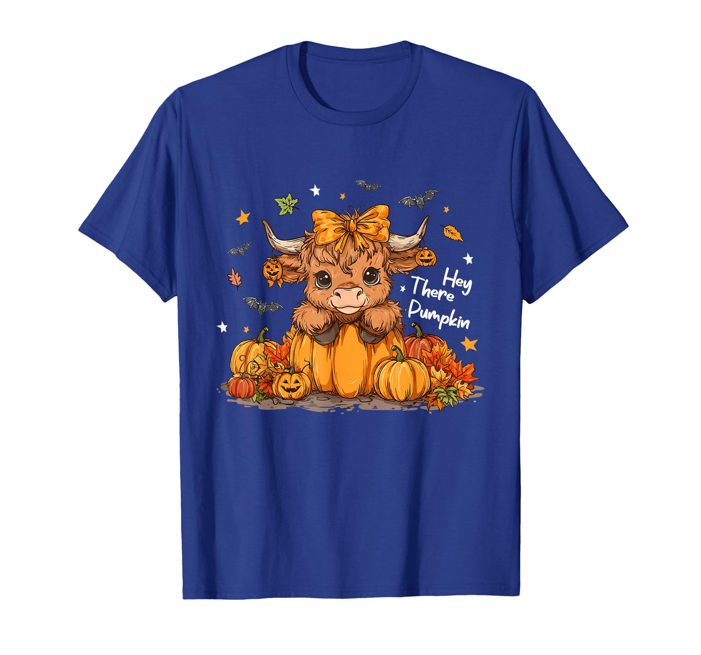 Boho Hey There Pumpkin Halloween Highland Cow Lover Cow Farm T-Shirt