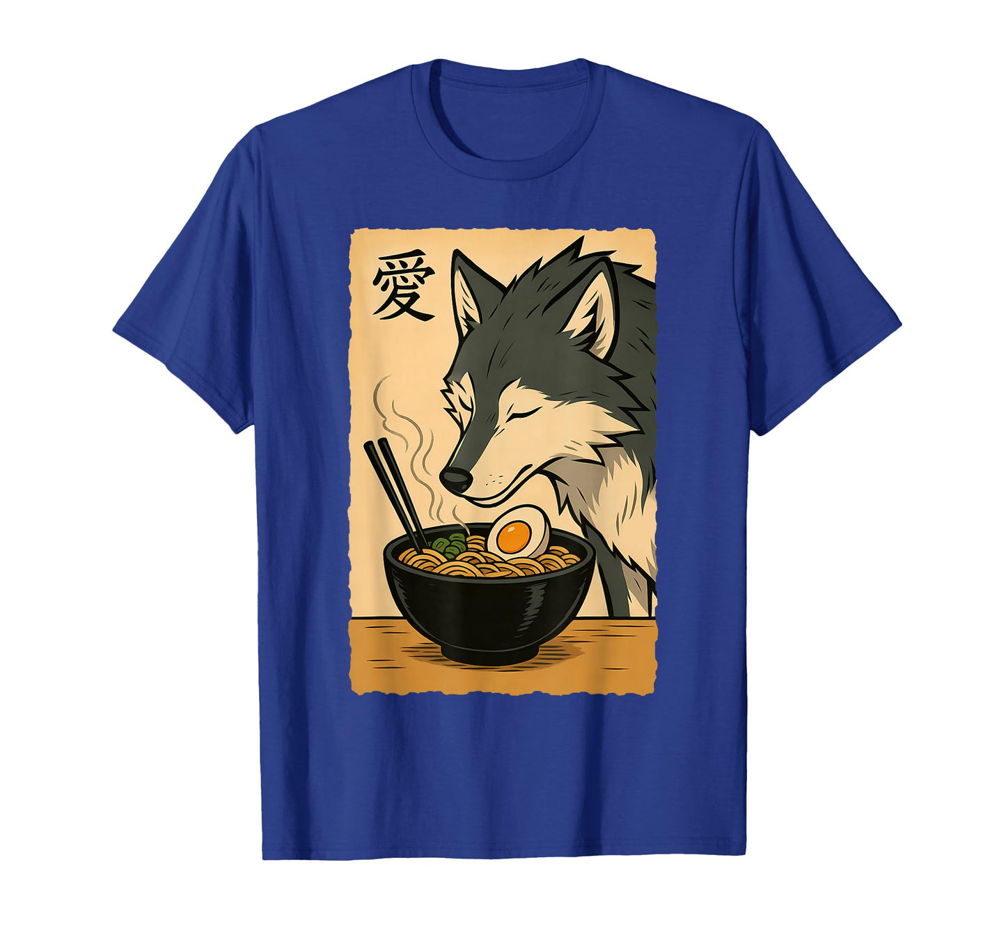 Funny Wolf Ramen Graphic Tee Japanese Art Kawaii Anime Wolf T-Shirt