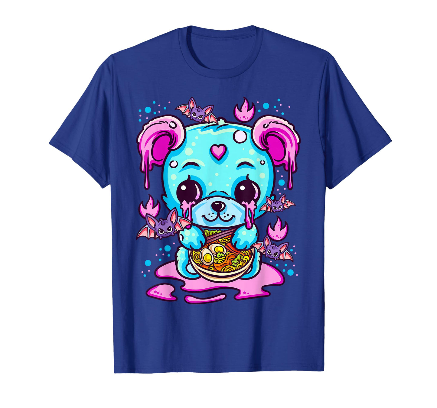 Cute Kawaii Creepy Pastel Goth Puppy Eating Ramen Noodles T-Shirt