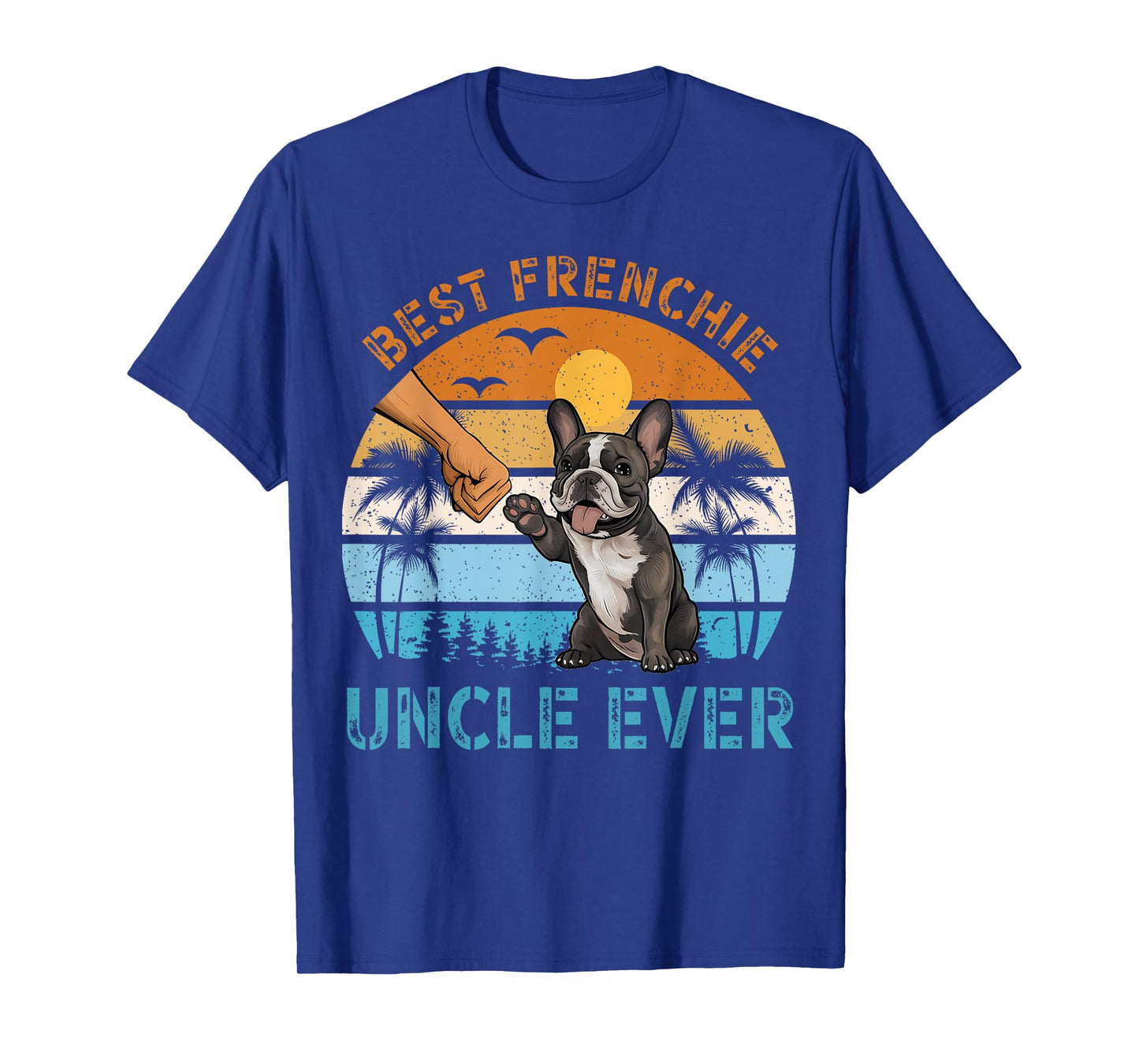 Best Frenchie Uncle Ever Retro Vintage Fist Bump Dog Lover Men Women Kids T-Shirt