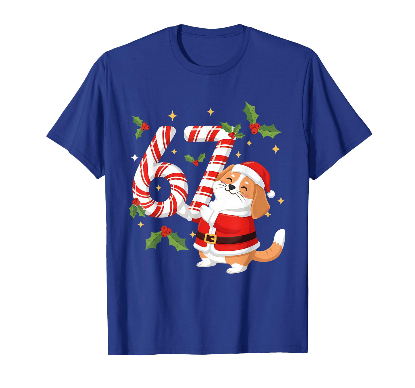 Funny 67 Meme Dog Christmas PJm Men Women Family Matching T-Shirt