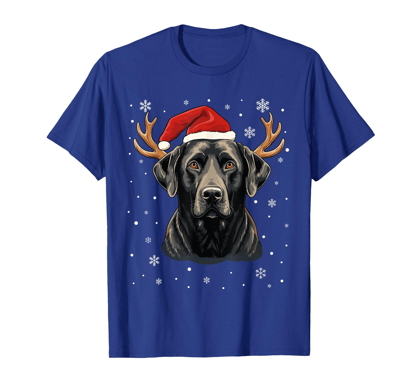 Black Labrador Christmas Santa Hat Reindeer Antlers Xmas T-Shirt