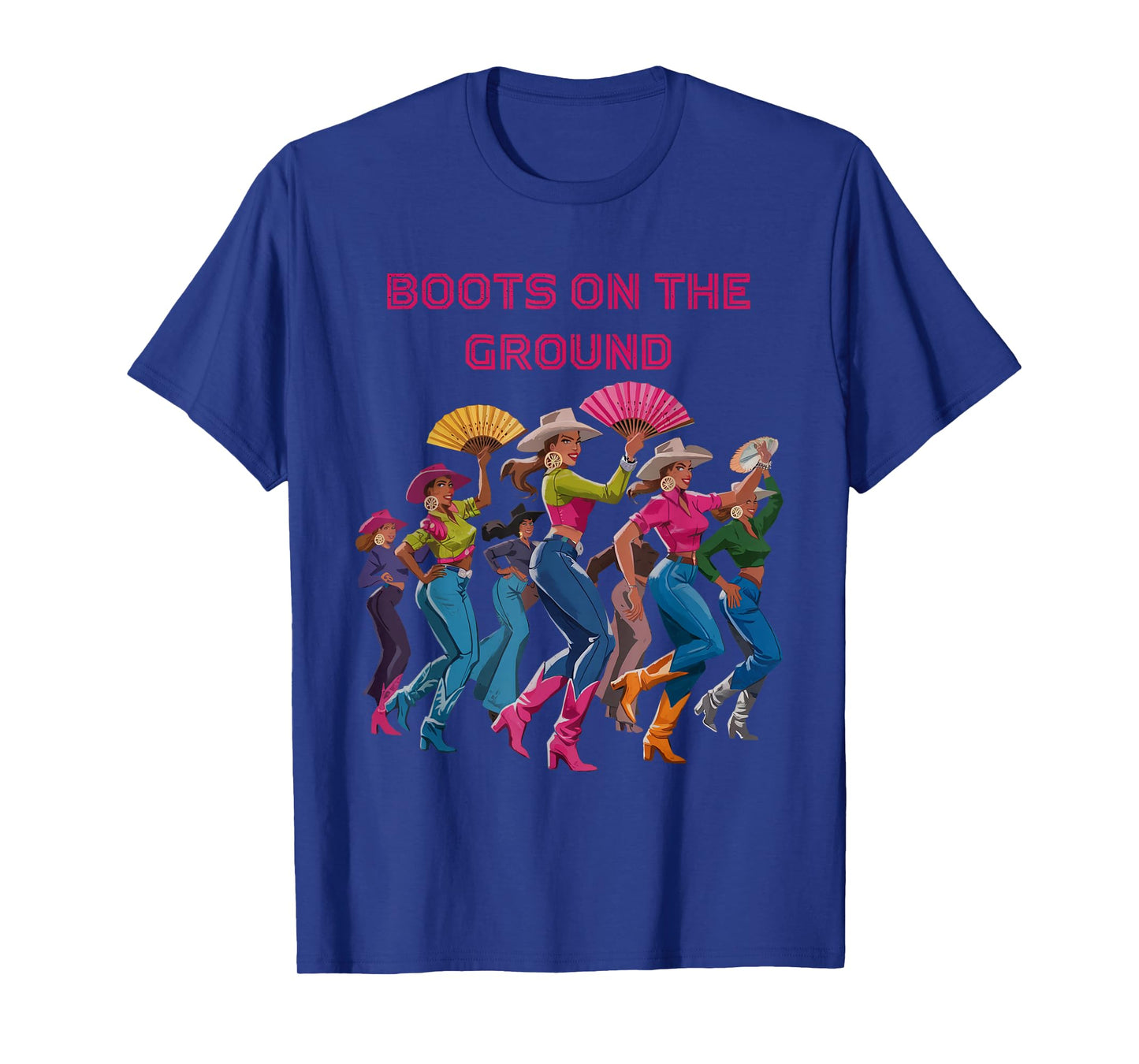 Boots On The Ground Funny Cowgirl Boots Bling Women T-Shirt