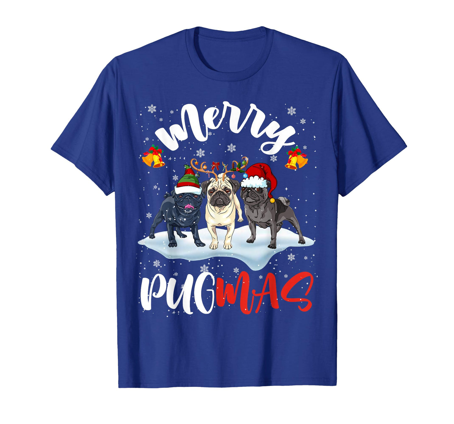 Merry Pugmas Funny Santa Reindeer Elf Pug Dog Christmas T-Shirt