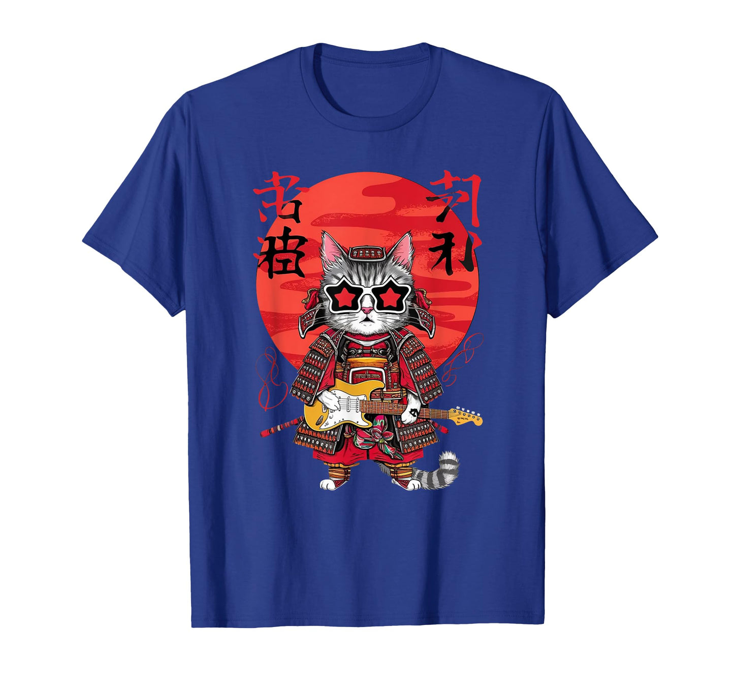 Samurai Cat Guitar Ninja Aesthetic Japanese Katana Tokyo T-Shirt for Men Women Kids