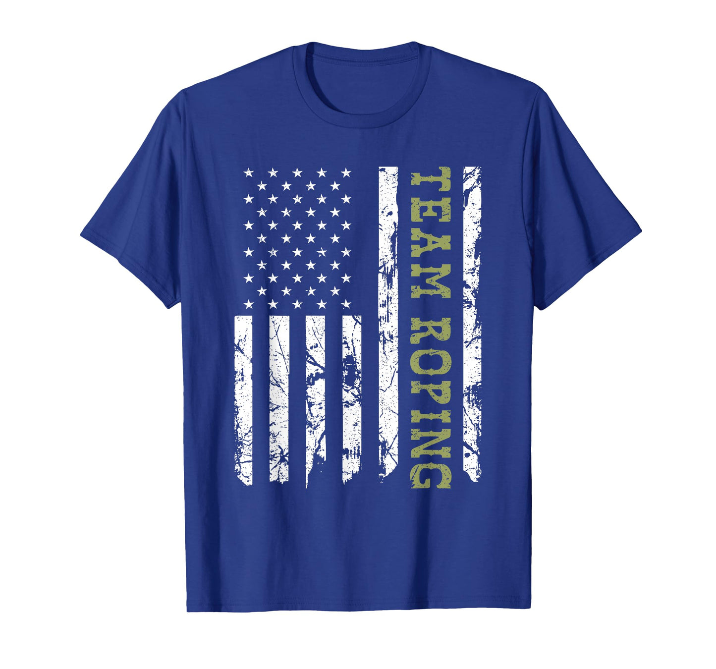 Team Roping Rodeo Vintage American Flag, 4th of July Cowboy T-Shirt