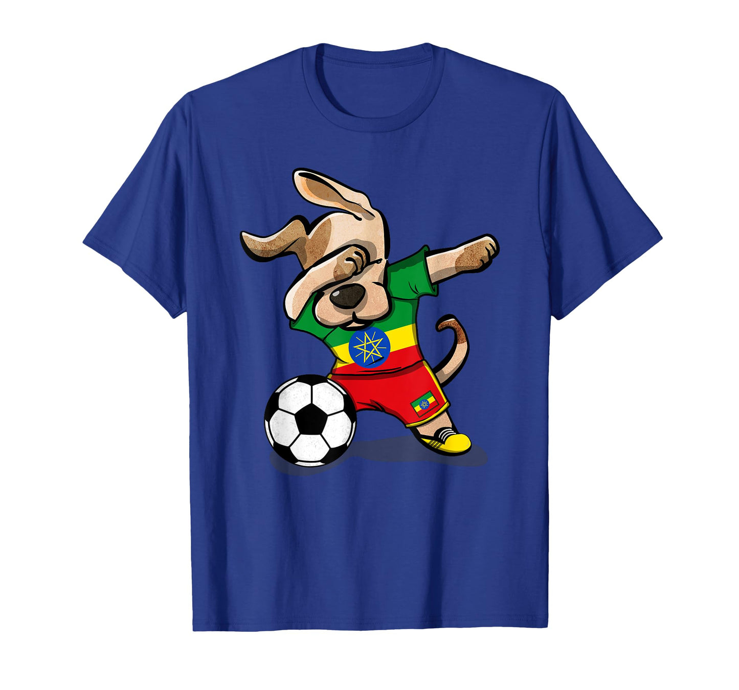 Dabbing Dog Ethiopia Soccer Fans Jersey Ethiopian Football Men Women Girls Kids T-Shirt