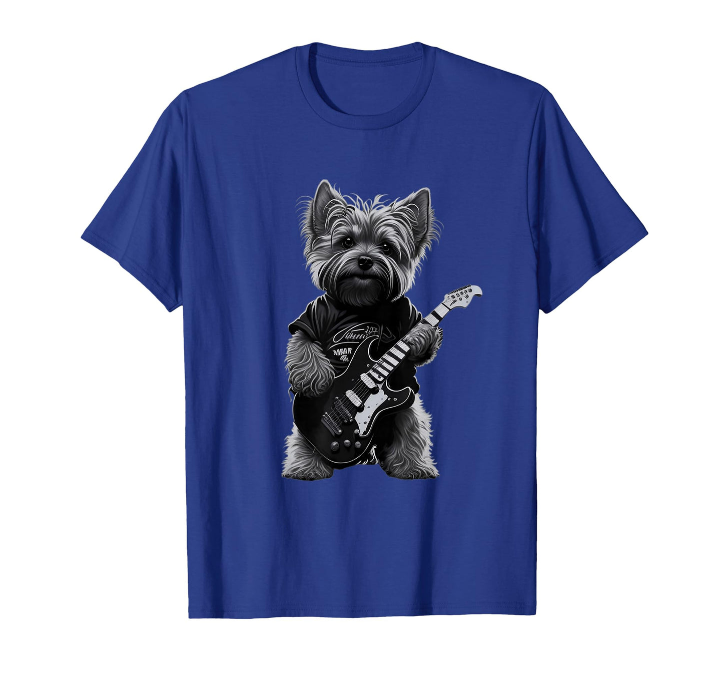 Funny Rock Dog Guitarist Rock Yorkie Playing Guitar T-Shirt
