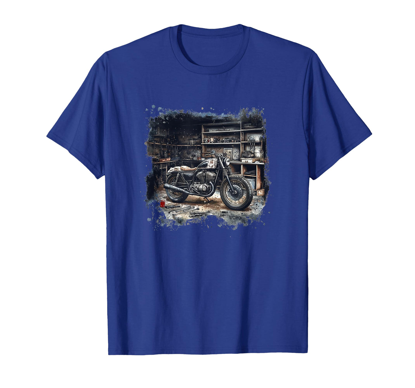 Motorcycle Graphic in Workshop for USA Bikes Lovers T-Shirt