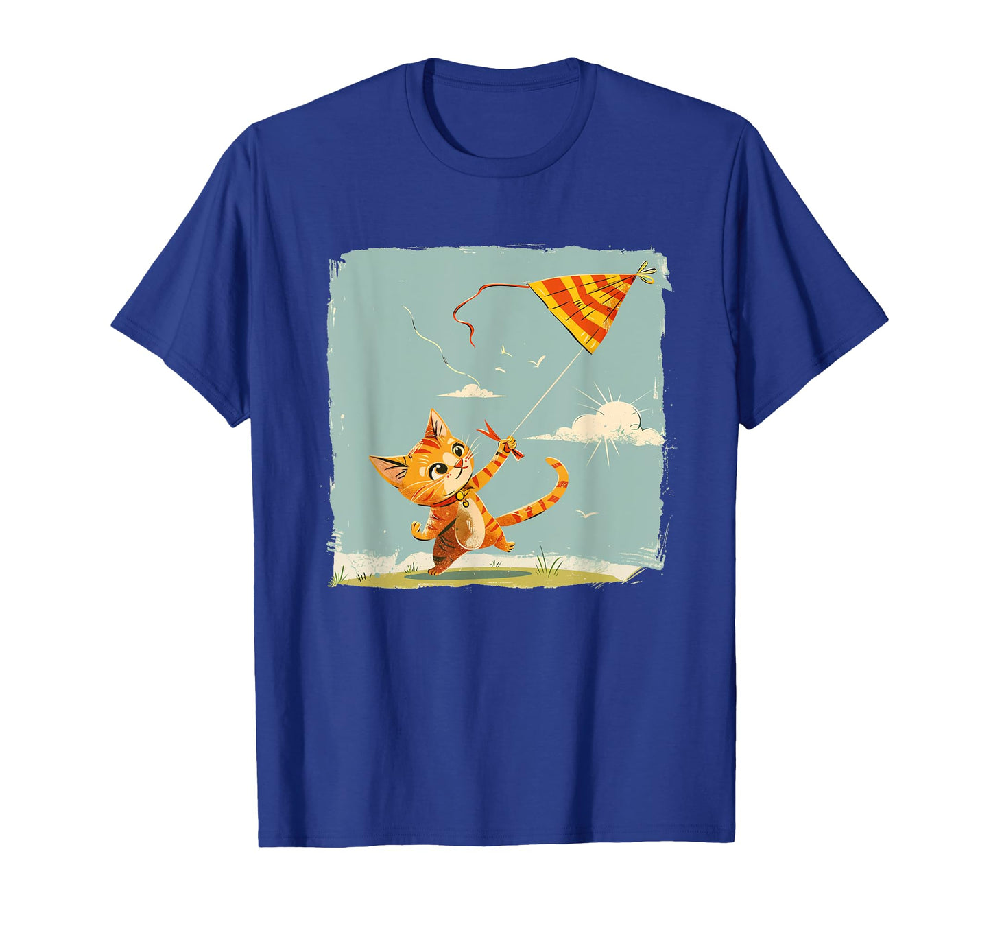 Joyful Cat Flies Kites Statement for a Fun Sky T-Shirt