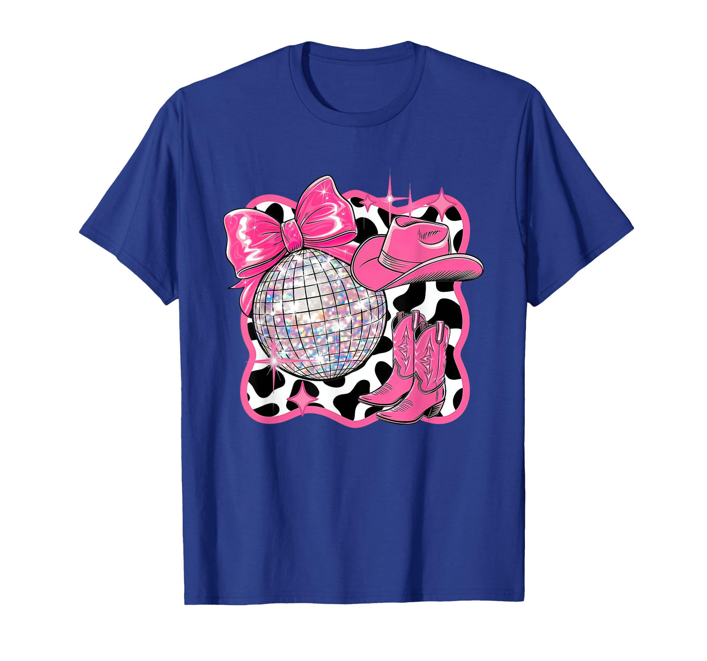 Aesthetic Coquette Western Cowgirl Cowboy Boot Hat Disco Bow T-Shirt