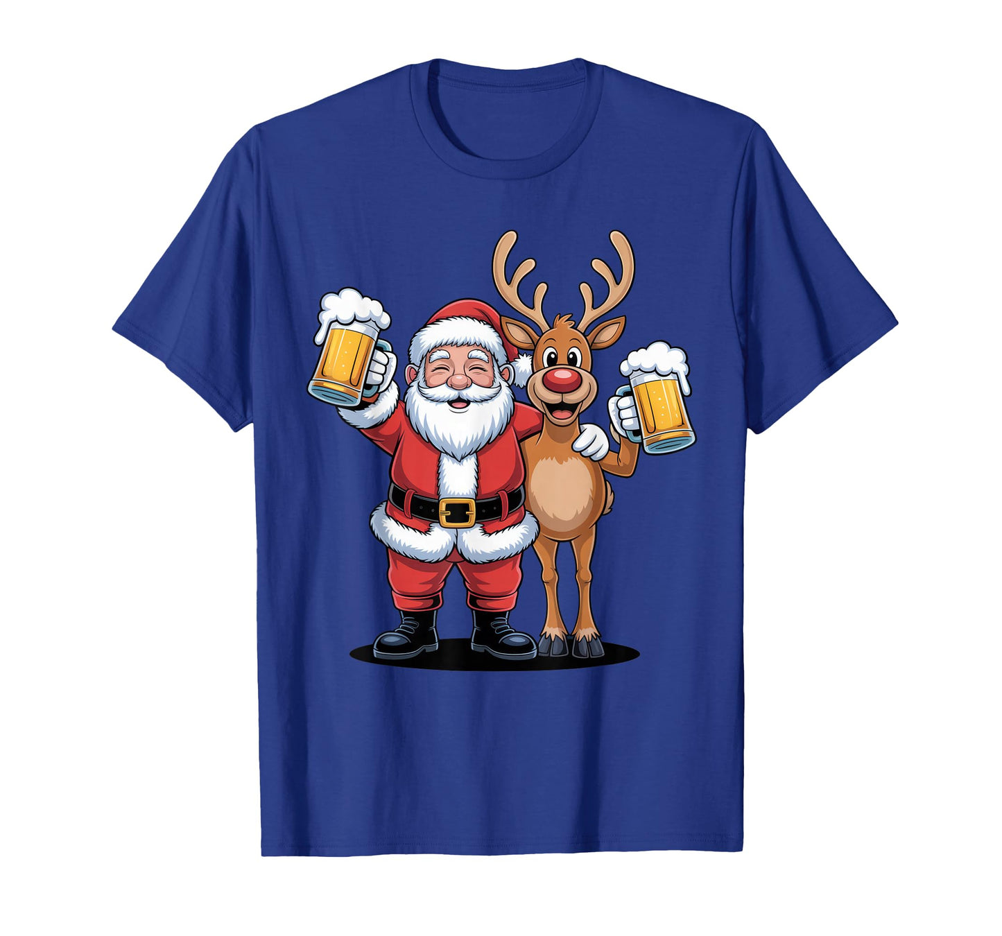Santa and Reindeer Beer Lovers Funny Christmas Party Shirt T-Shirt