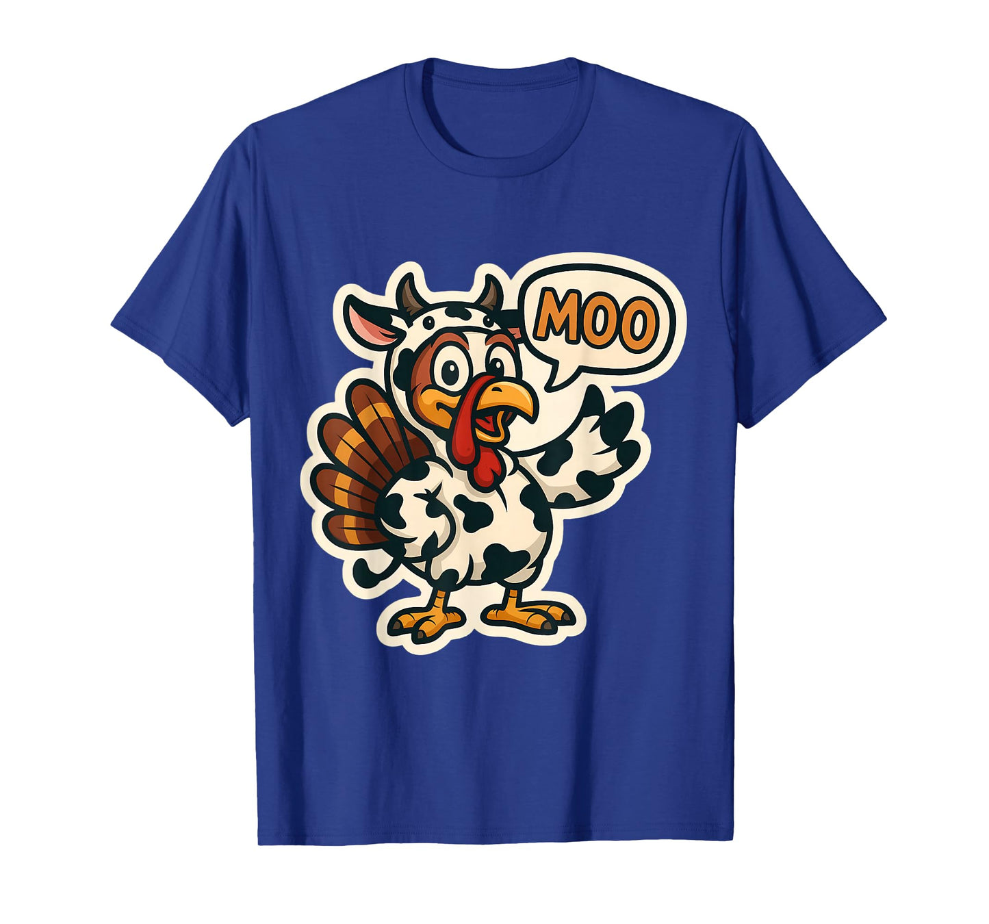 Turkey Dressed As Cow Costume Moo Funny Thanksgiving Joke T-Shirt