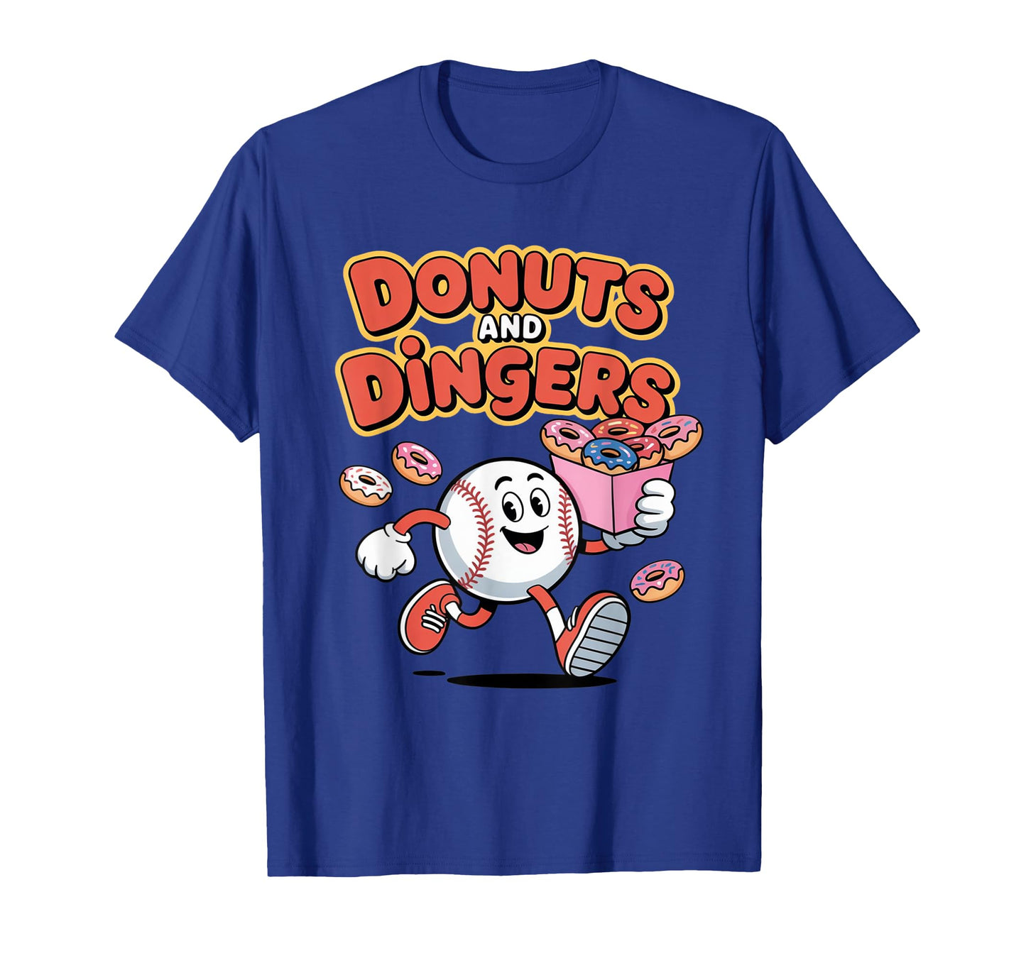 Donuts and Dingers Funny Baseball Design T-Shirt