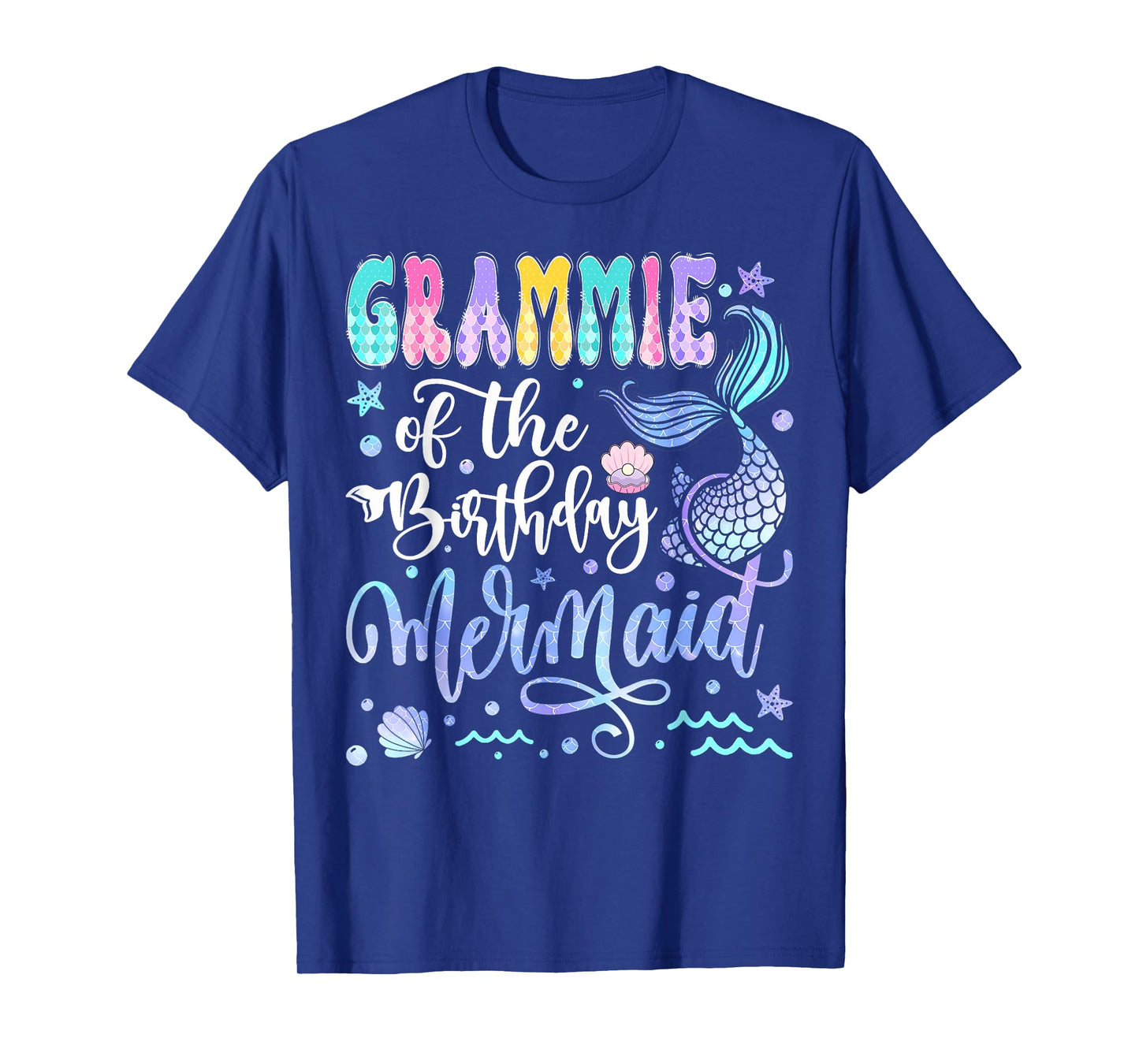 Grammie Of The Birthday Mermaid Bday Girl Groovy T-Shirt