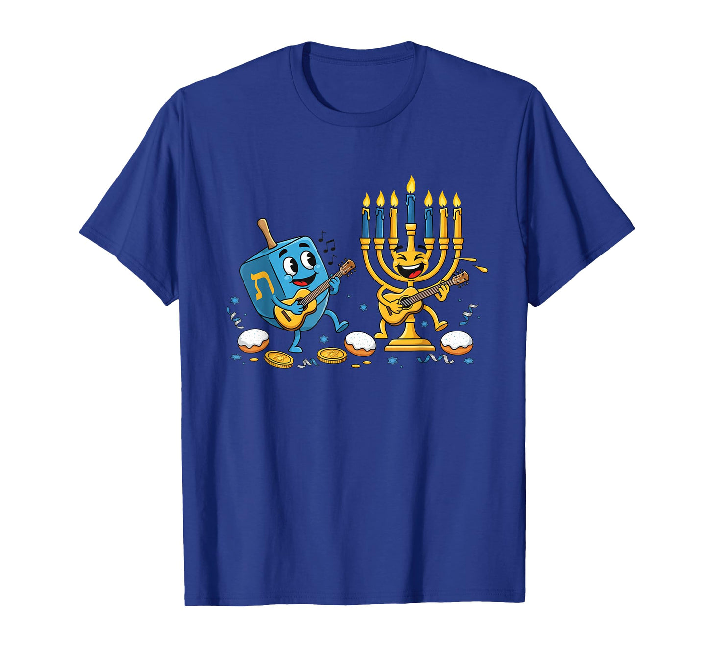 Funny Guitar Dreidel Menorah Hanukkah Kids Womens Mens T-Shirt