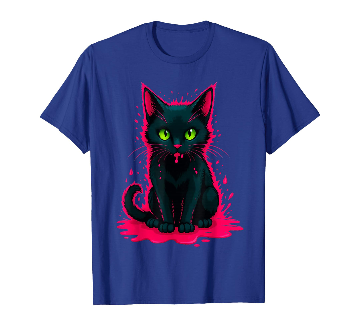 Cute Black Cat with Green Eyes Dripping Ice Cream T-Shirt