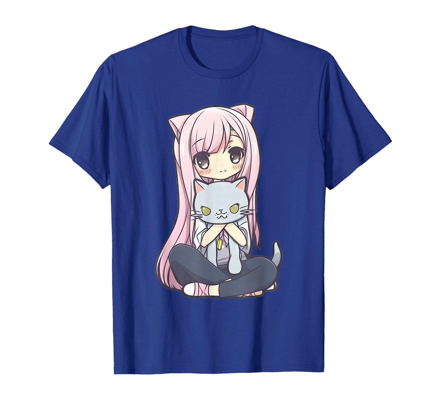 Anime and Cats Kawaii Cute Teen Otaku Girl with Cat T-Shirt