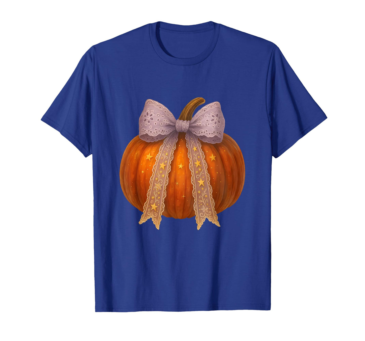 Coquette Pumpkin Stars Bow Fall Halloween Autumn Spooky Mama T-Shirt