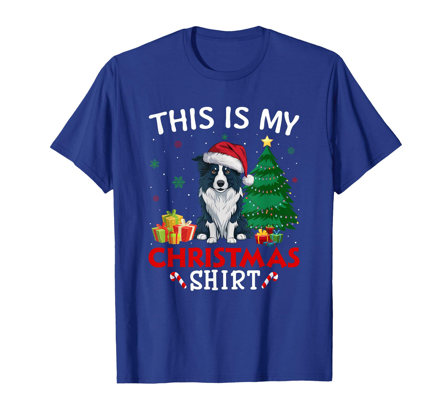 This is My Border Collie Dog Santa Hat Christmas Pajama T-Shirt