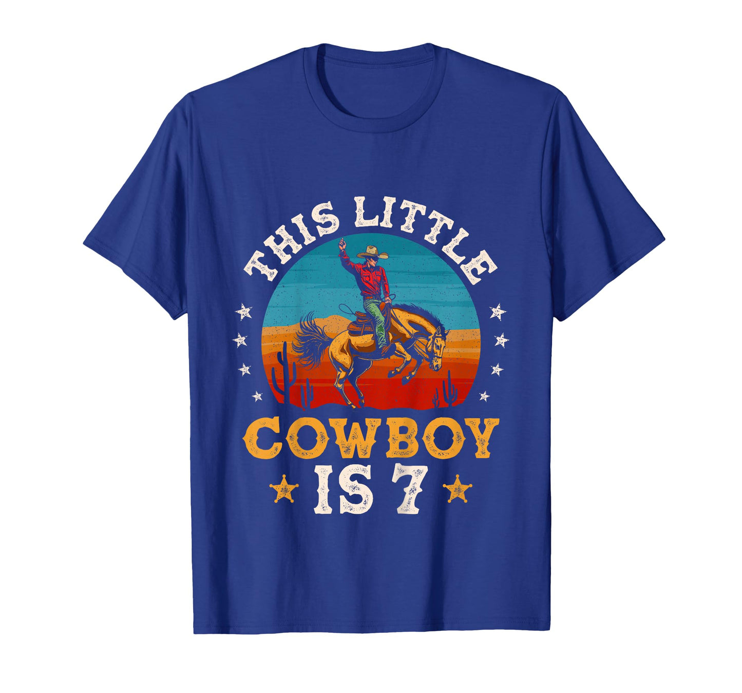 Kids Cowboy 7th Birthday Party 7 Year Old Boy Western Rodeo Horse T-Shirt