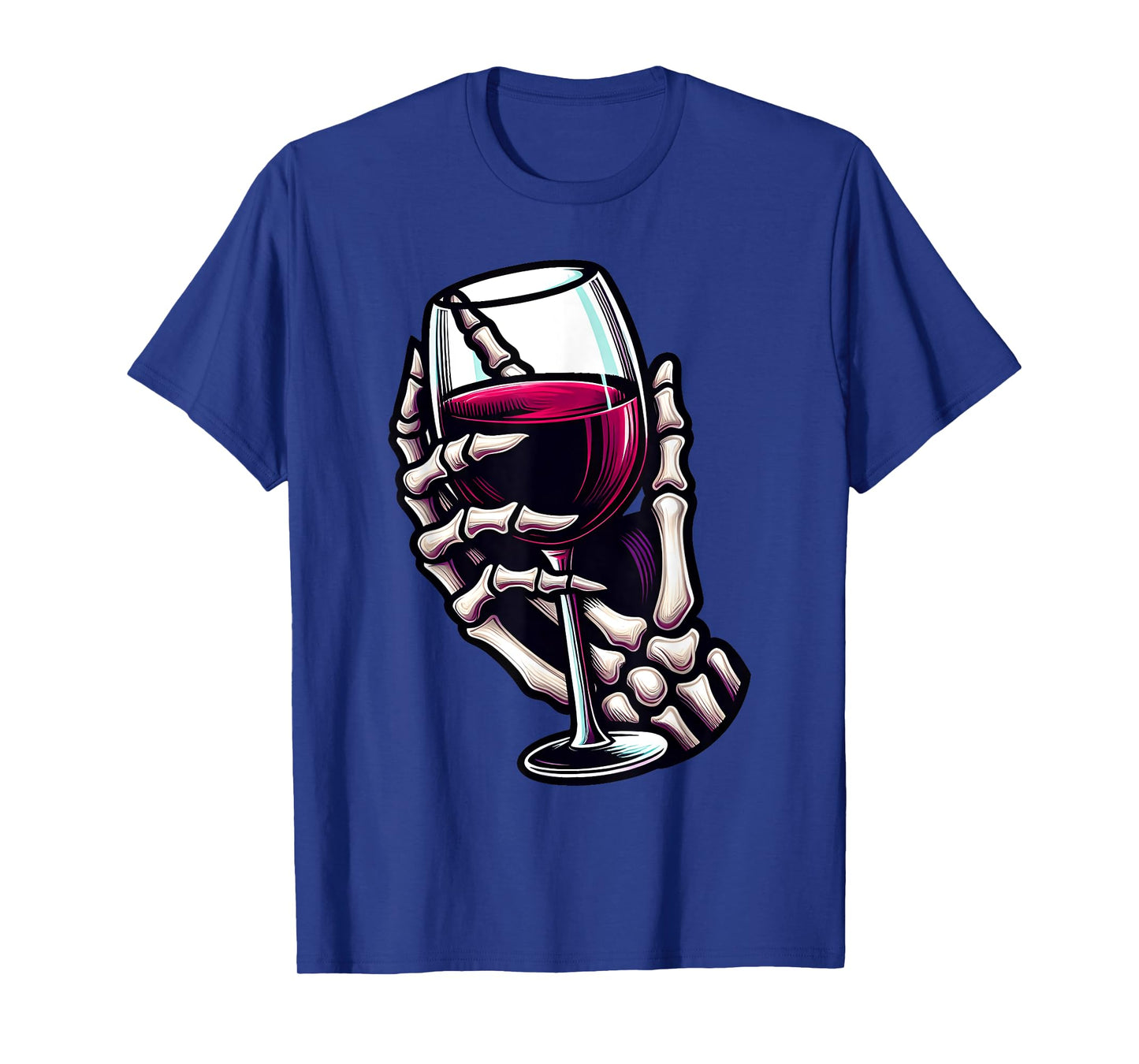Funny Halloween Skeleton Hand Holding Wine Glass Costume T-Shirt