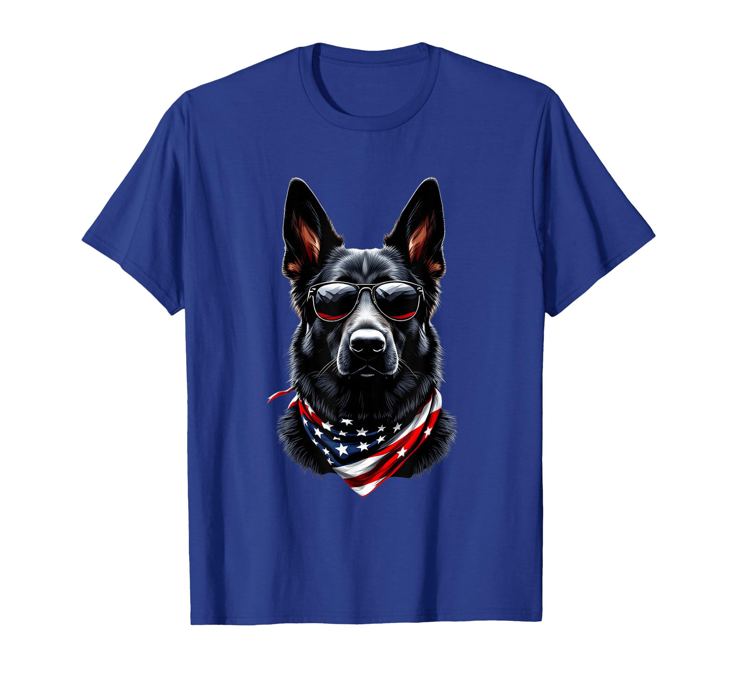 Black German Shepherd American Flag 4th July German Shepherd T-Shirt