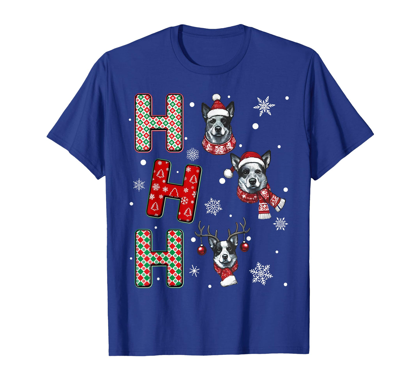 Ho Ho Ho Blue Heeler Dog Matching Christmas Santa Elf Xmas T-Shirt