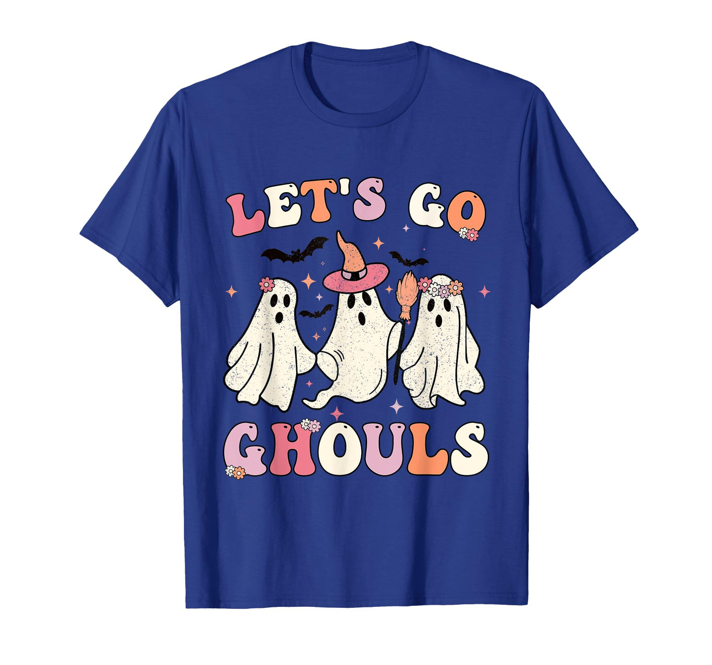 Retro Groovy Let's Go Ghouls Halloween Ghost Outfit Costumes T-Shirt
