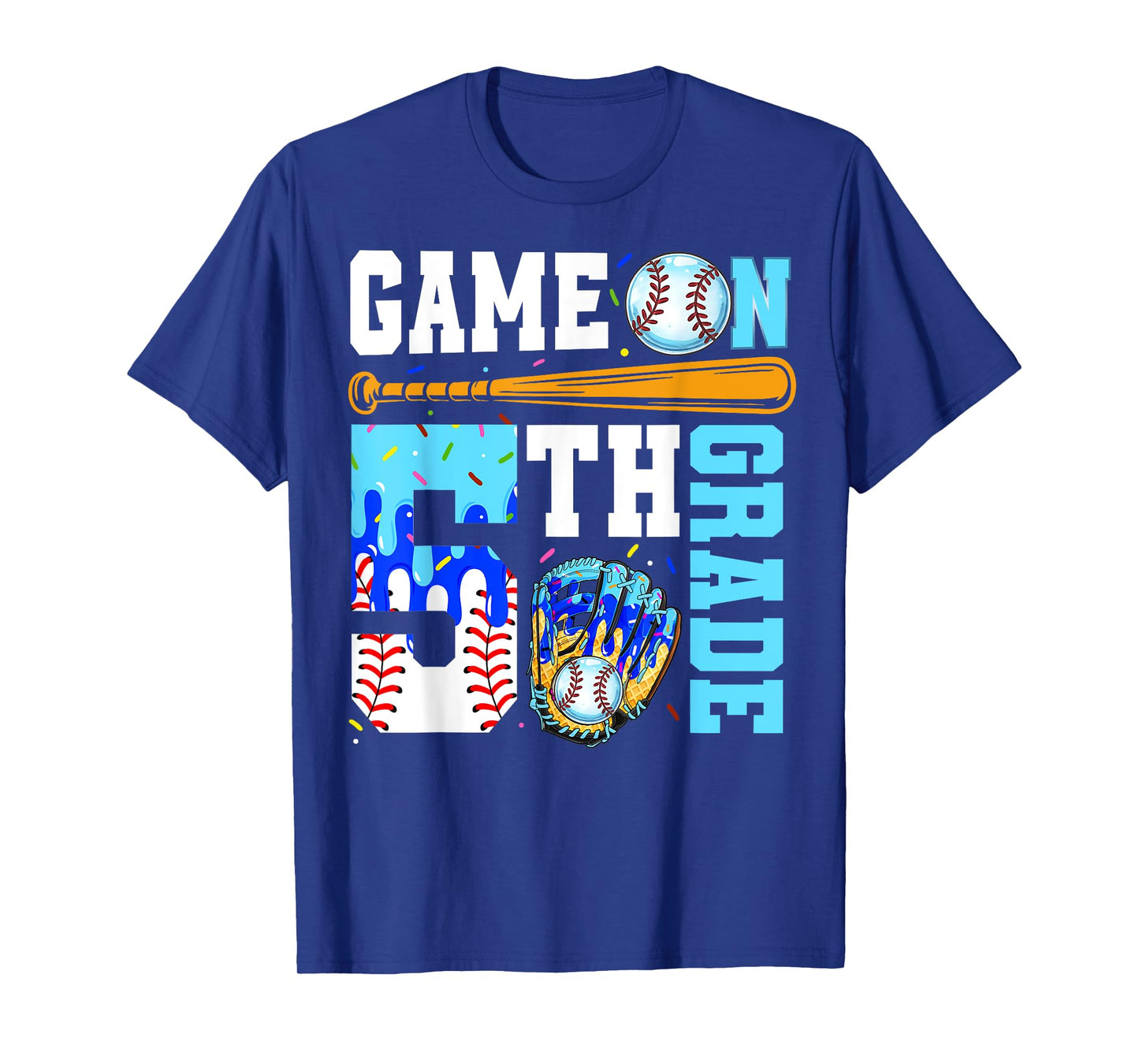 5th Grade Back To School Baseball Drip Ice Cream Game On T-Shirt