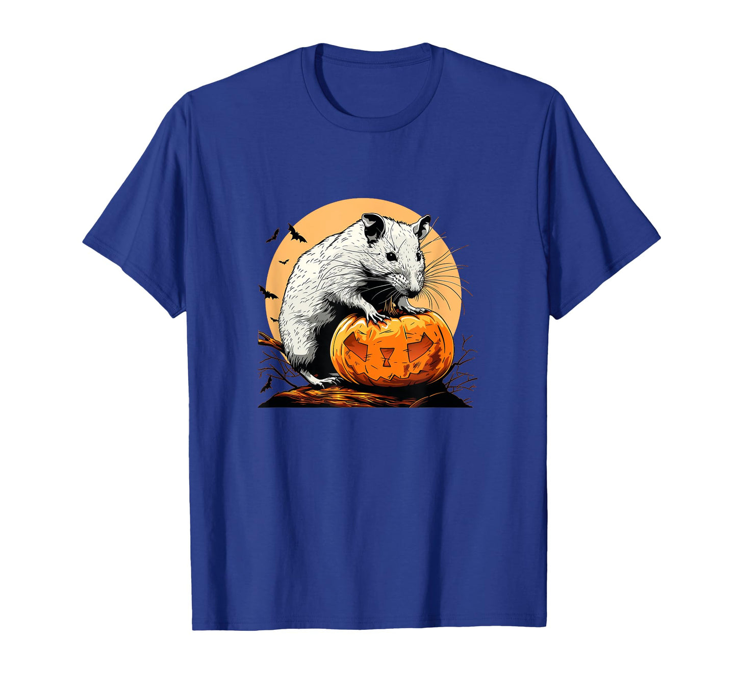 Halloween Night Fun with a White Rat and Pumpkin T-Shirt