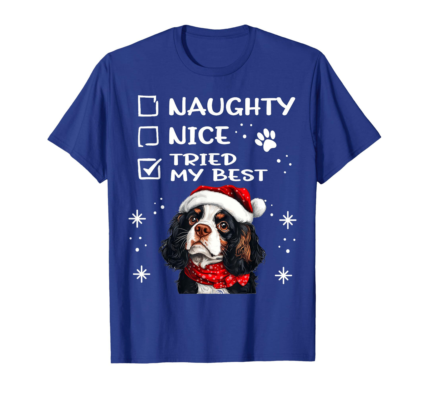 Cute Cavalier King Charles Spaniel Dog Christmas Naughty T-Shirt