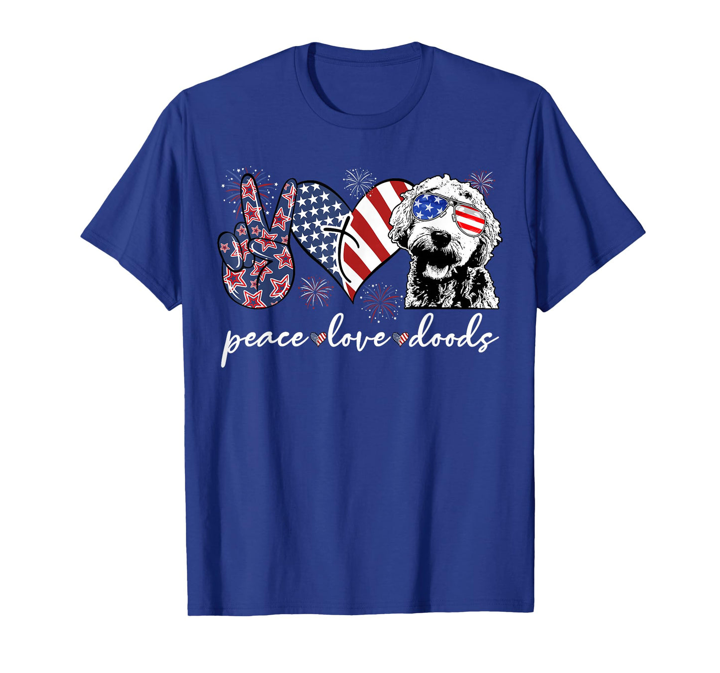 Peace Love Doods Goldendoodle USA Flag Doodle 4th of July T-Shirt