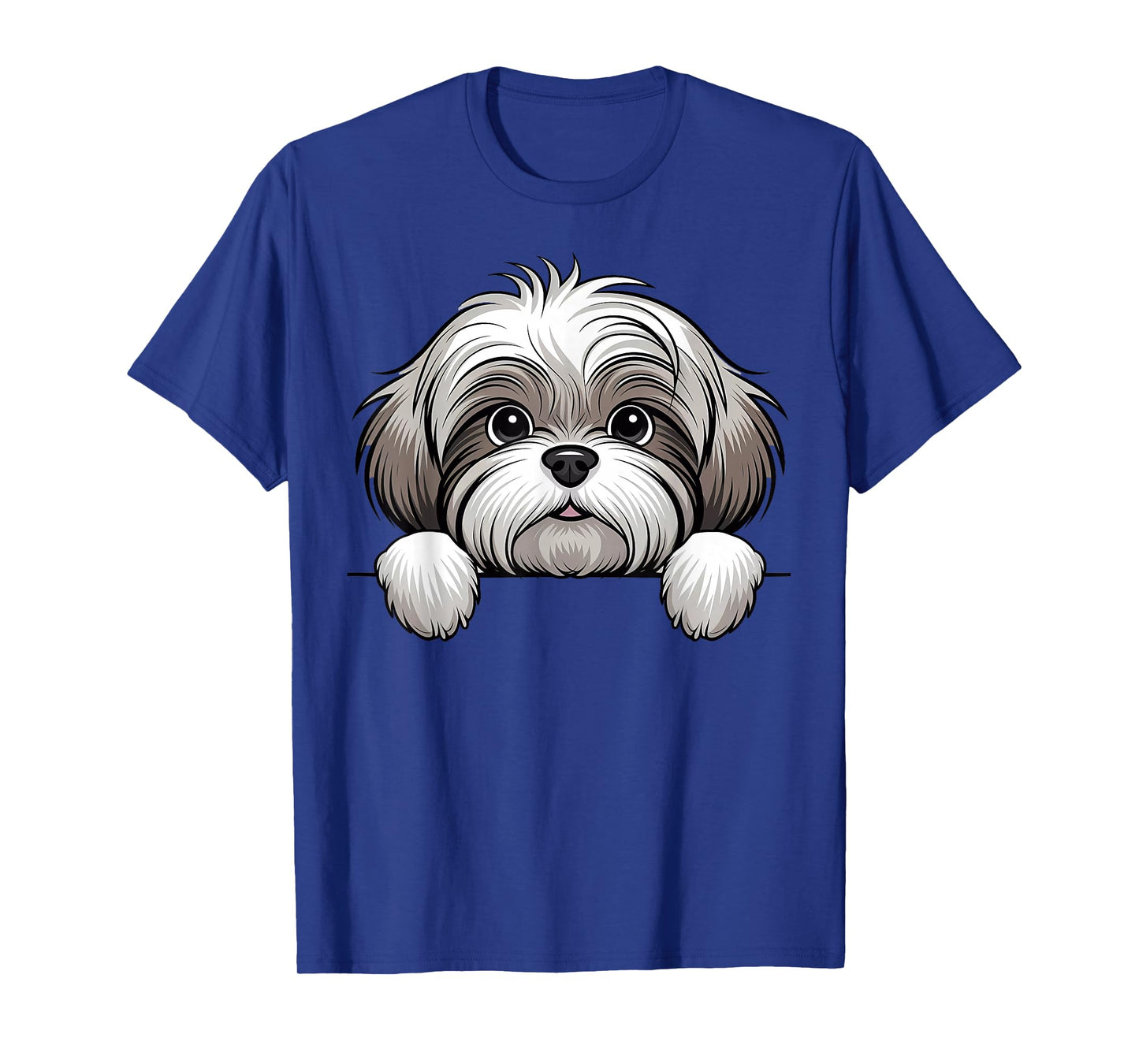 Cute Lhasa Apso Peeking Pocket Puppy Funny Dog Lover T-Shirt