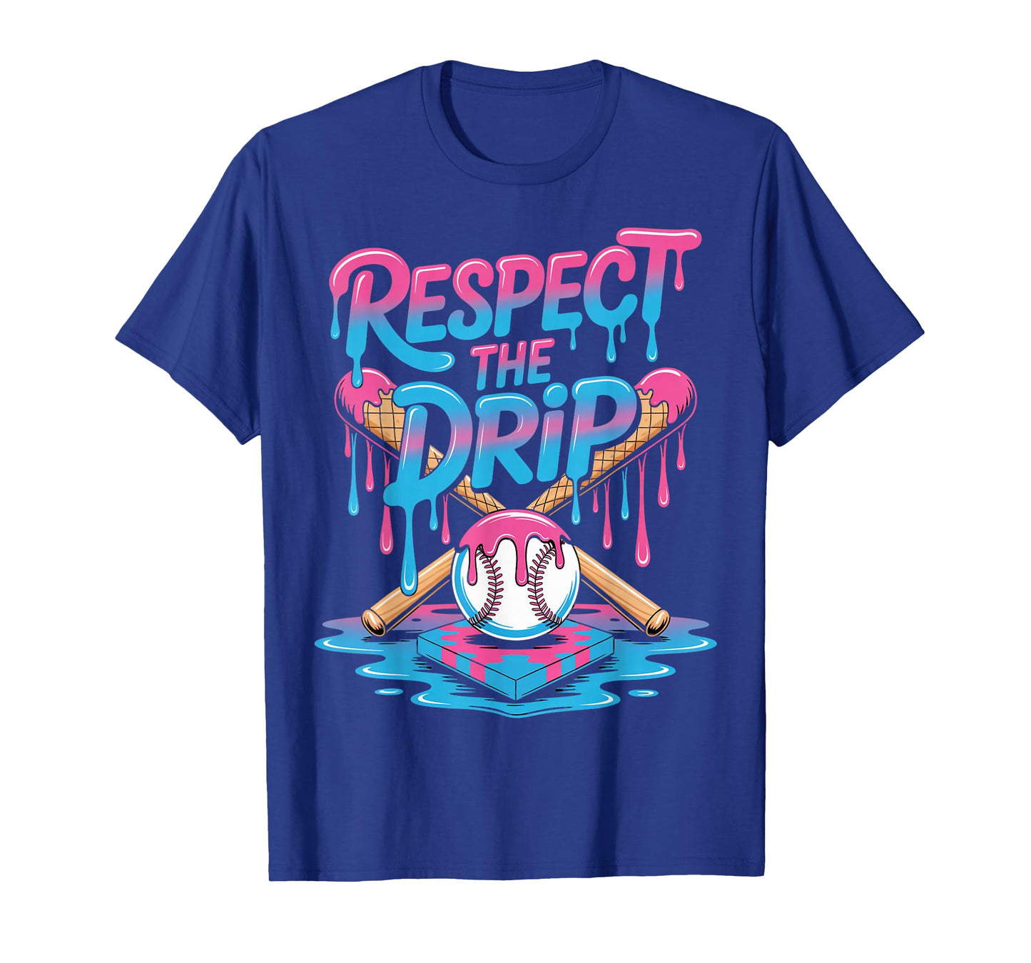 Respect The Drip Ice Cream Drip Men Women Game Baseball Drip T-Shirt