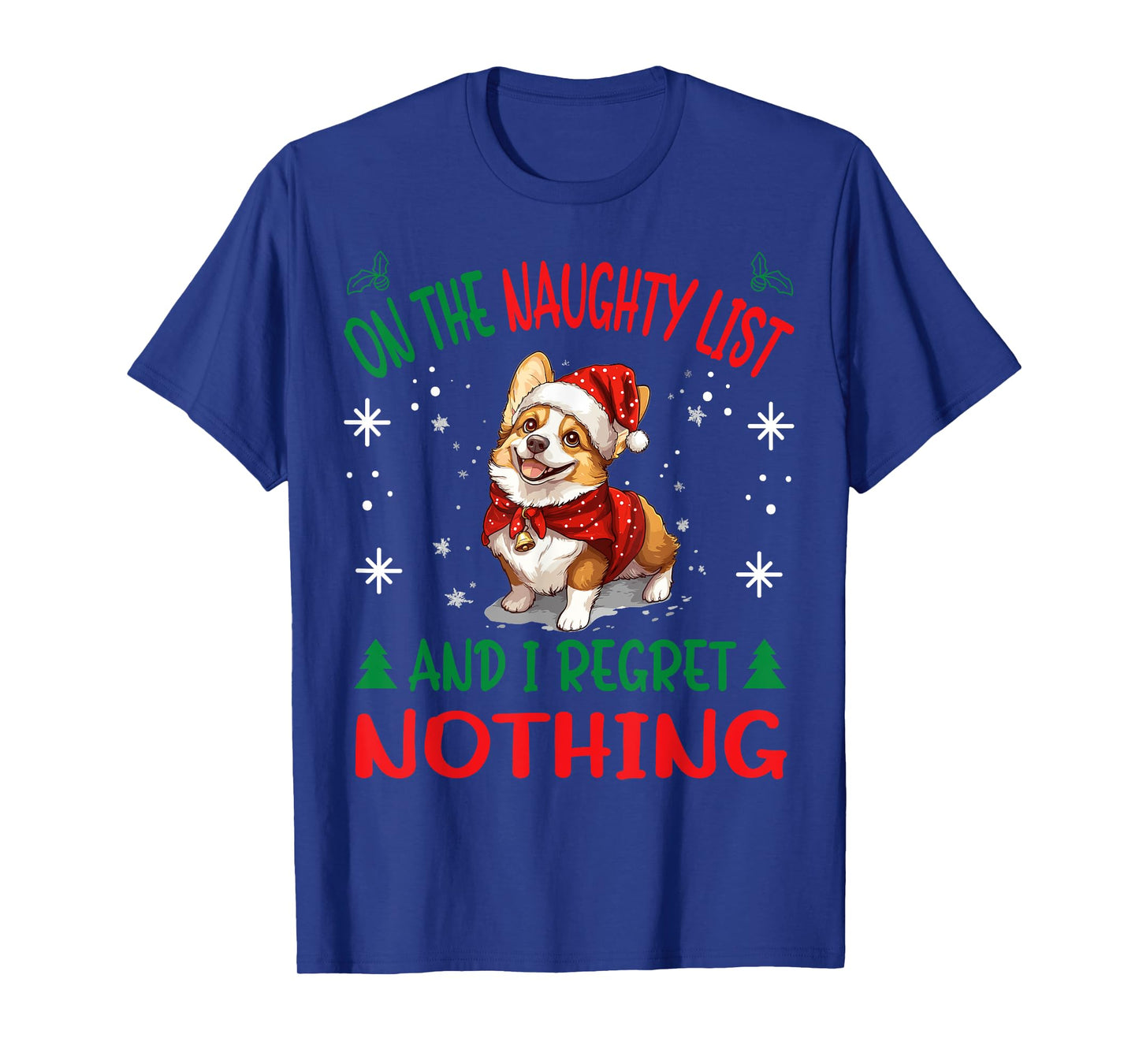Cute Pembroke Welsh Corgi Dog Christmas On The Naughty List T-Shirt
