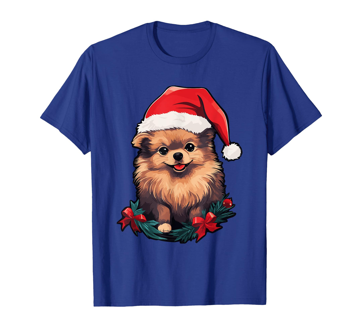Cute Pomeranian Dog Christmas Santa Hat Xmas Pajama T-Shirt for Men Women Kids