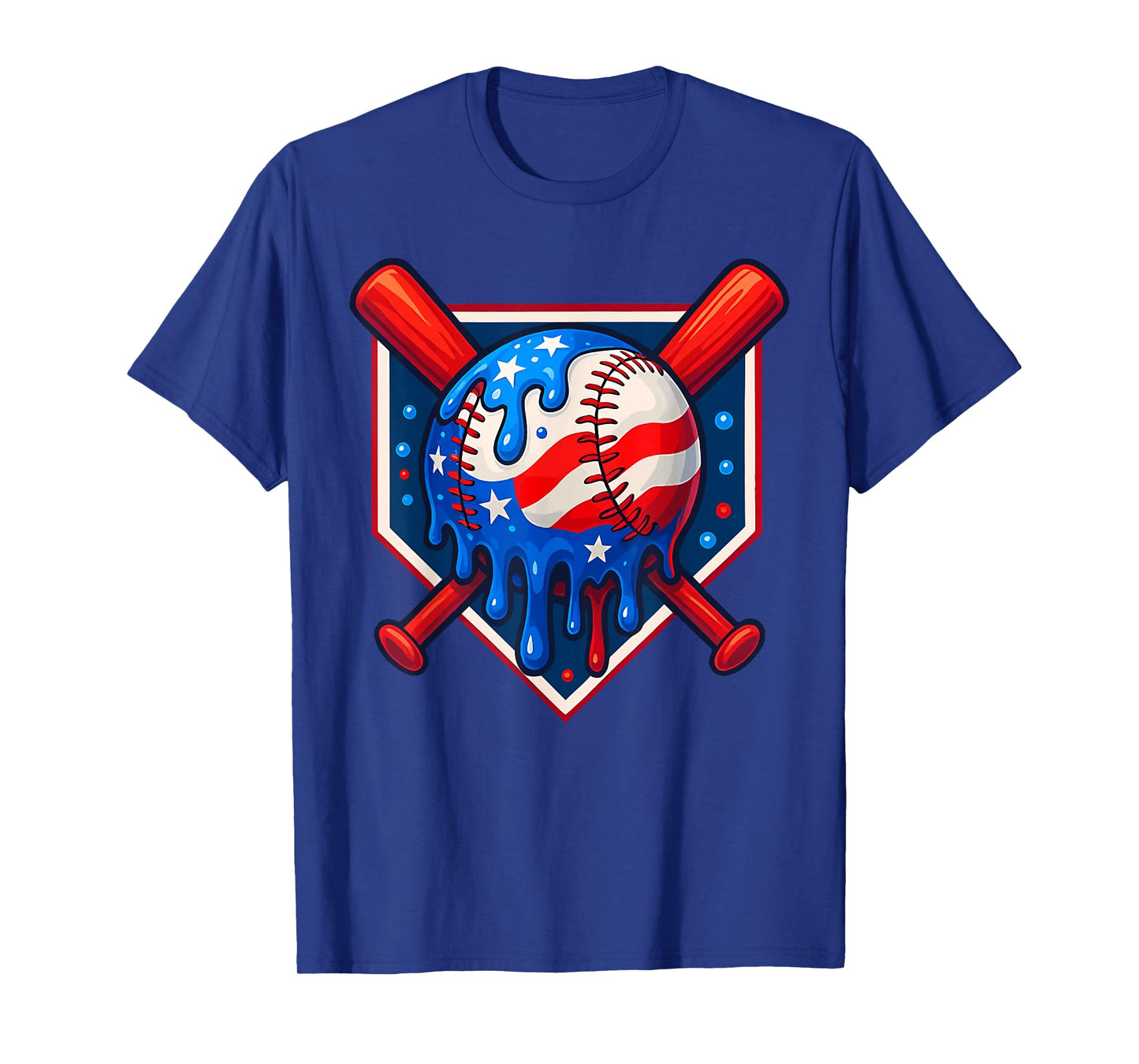 Baseball American Flag Patriotic Red White Blue 4th Of July T-Shirt
