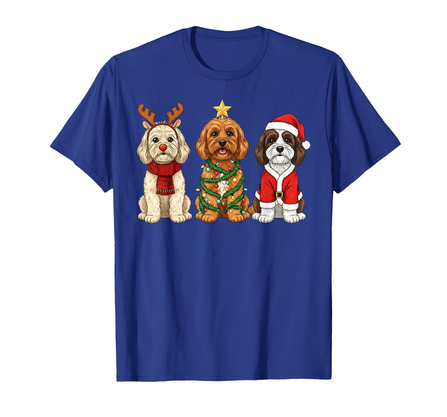 Retro Christmas Cockapoo Santa Reindeer Dog Lover T-Shirt